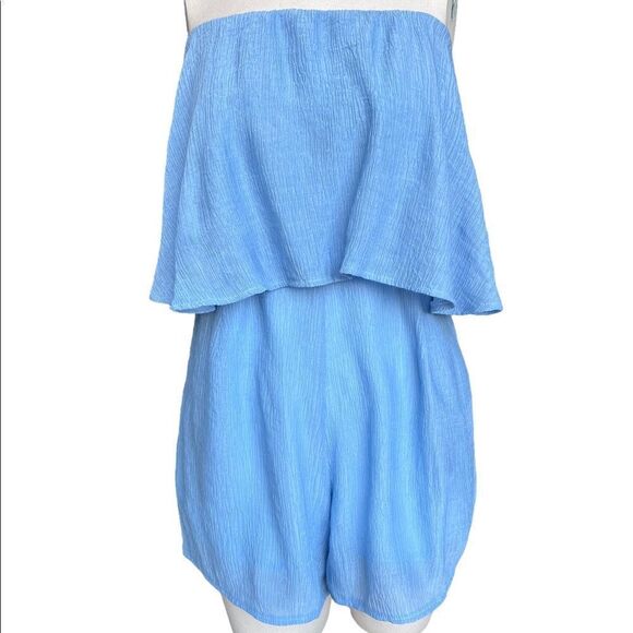 Morrisday the Label Light Blue StraplessTextured Playsuit Romper NWT - Picture 6 of 15
